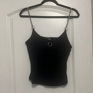 Hot Topic Goth Black Camisole with Chain Straps